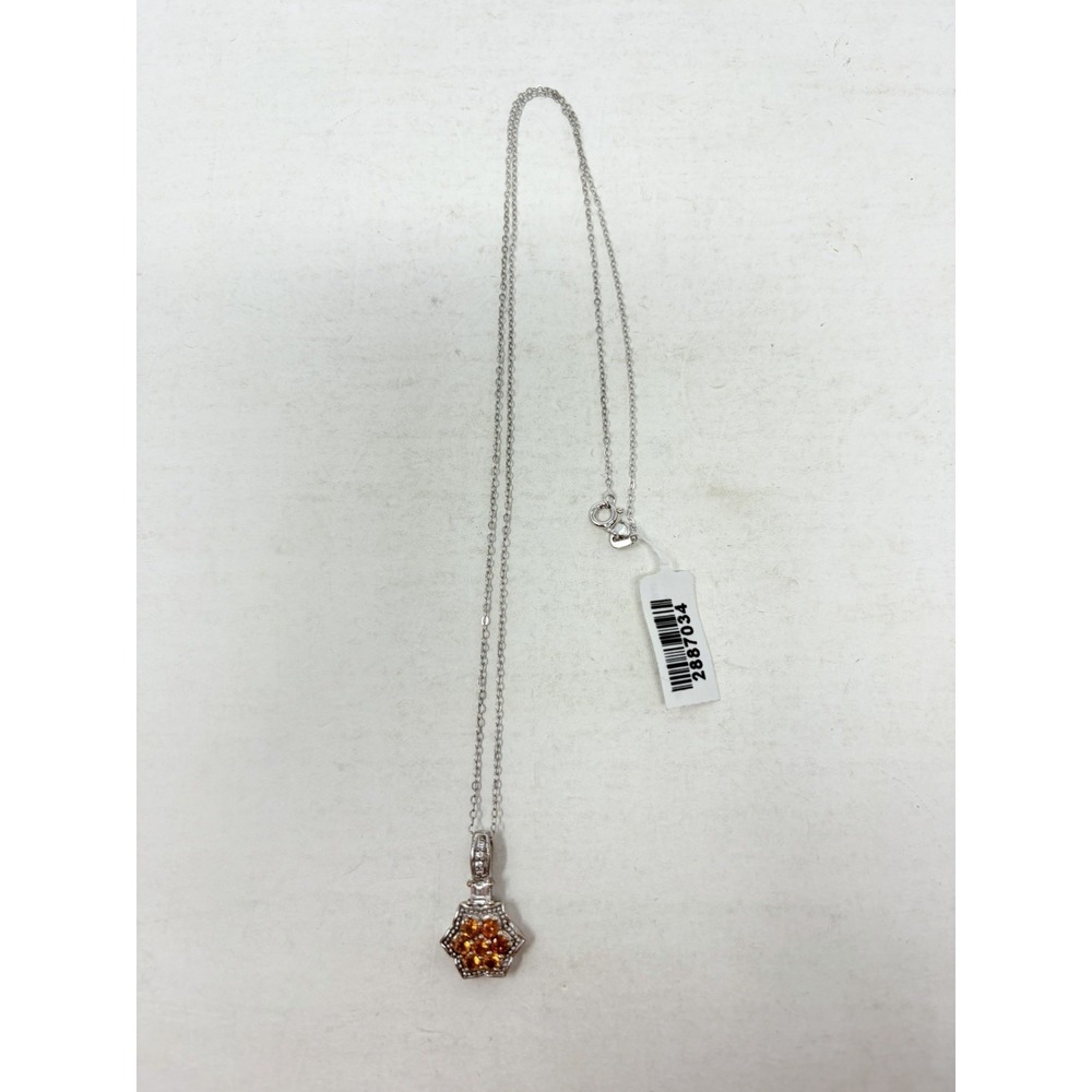 Shop LC Salamanca Fire Opal/White Topaz Sterling Silver Pendant with Chain 5610